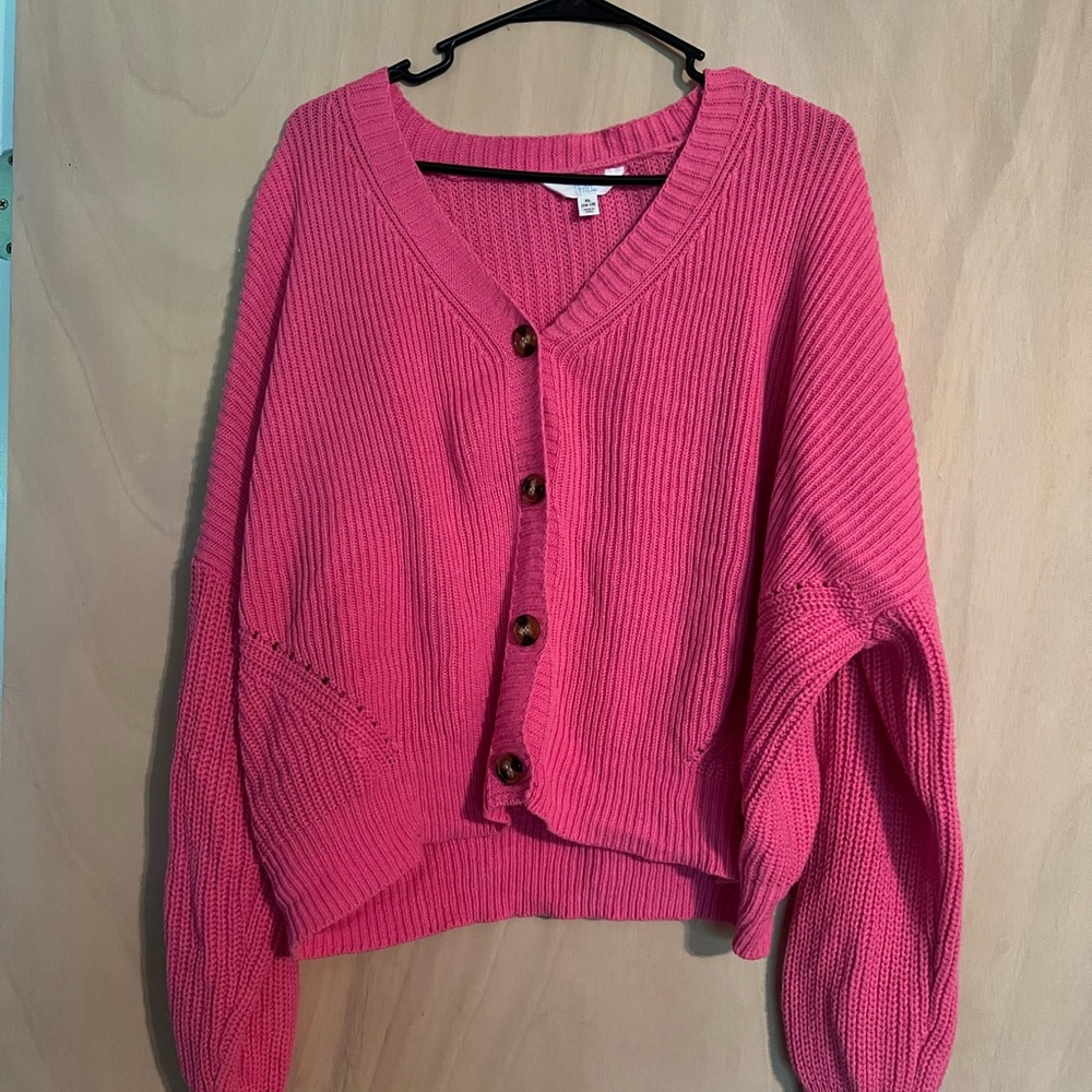Pink Button-Up Women's Sweater